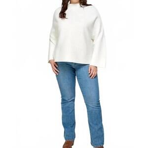 NEW ELLISON ribbed top casual sweater - plus in ivory
